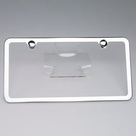 New Stainless Steel Slim Chrome Mirror Universal Fit License Plate Frame w/ Screw Caps - 2 Holes