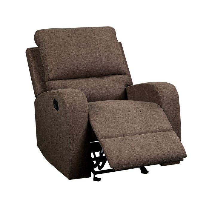 Metal and Fabric Reclining Club Chair, Brown