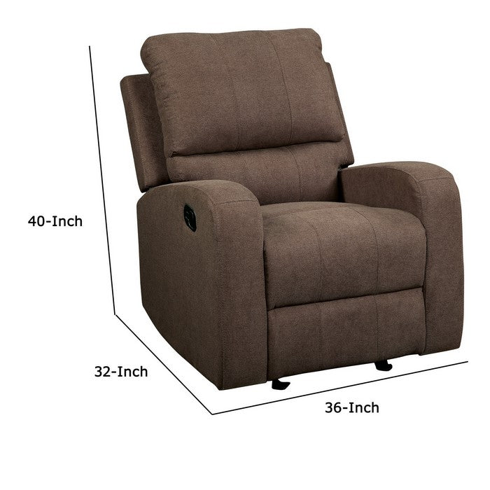 Metal and Fabric Reclining Club Chair, Brown