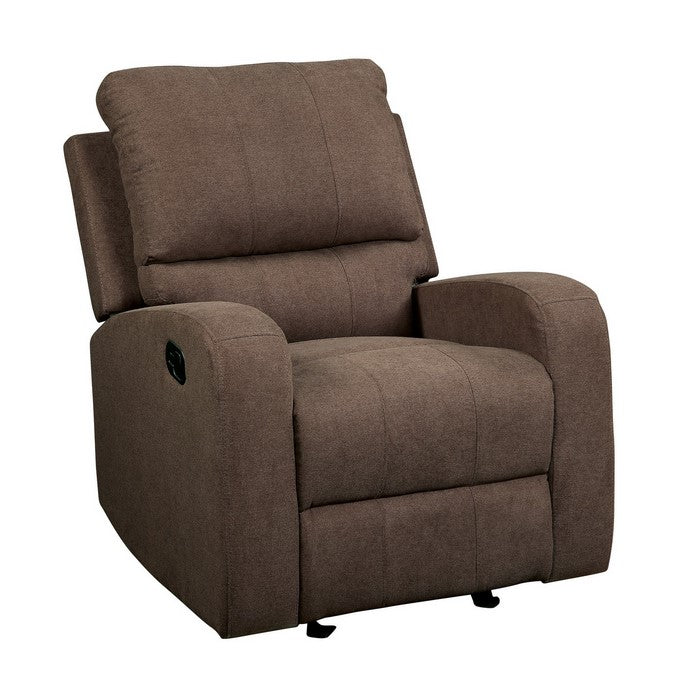 Metal and Fabric Reclining Club Chair, Brown