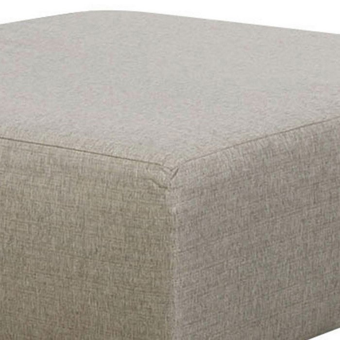 Fabric Upholstered Wooden Ottoman, Beige