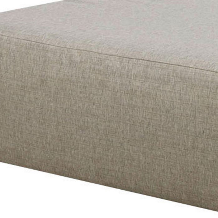 Fabric Upholstered Wooden Ottoman, Beige