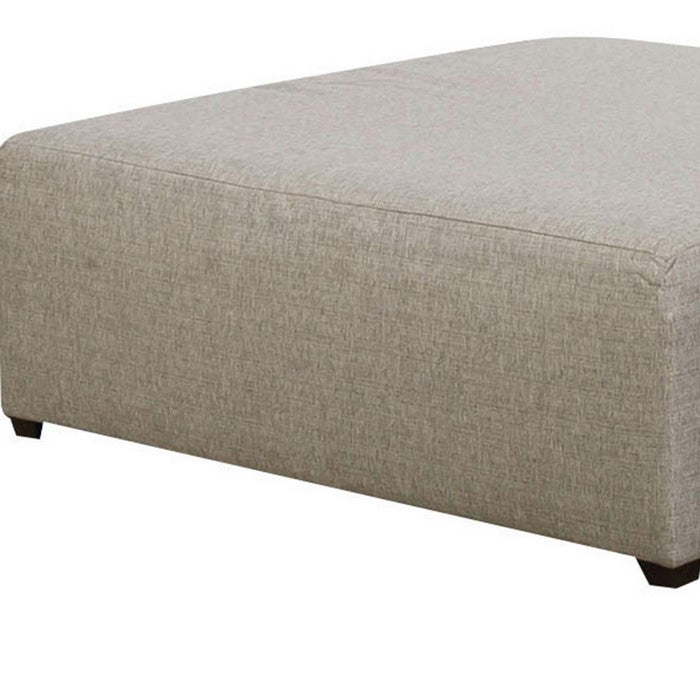 Fabric Upholstered Wooden Ottoman, Beige