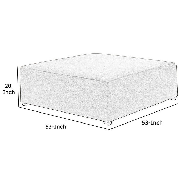 Fabric Upholstered Wooden Ottoman, Beige
