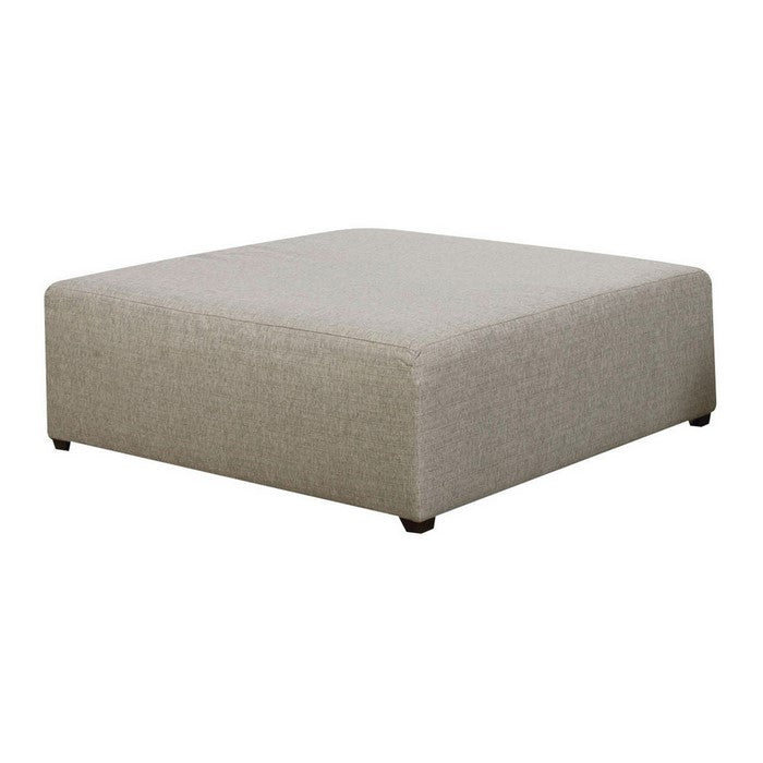 Fabric Upholstered Wooden Ottoman, Beige