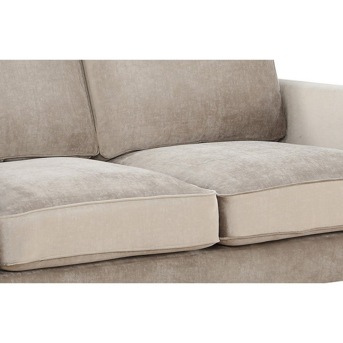 Wood and Fabric Loveseat with Inset Floral Design, Gray and Brown