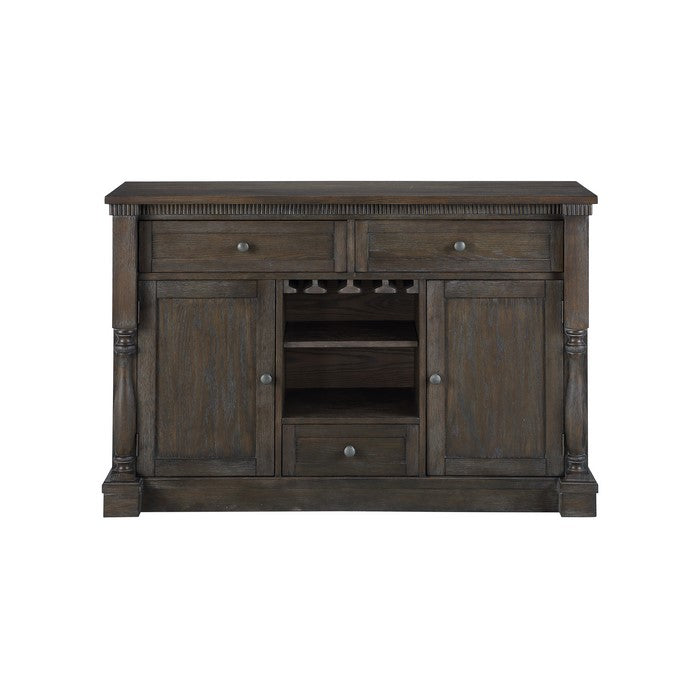 Wooden Server with Display and Storage Space, Brown