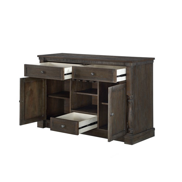 Wooden Server with Display and Storage Space, Brown