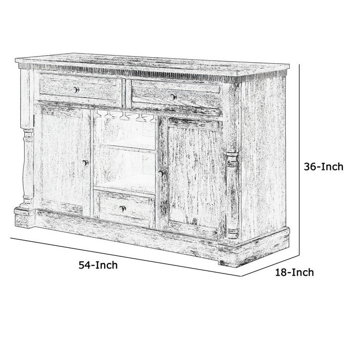 Wooden Server with Display and Storage Space, Brown