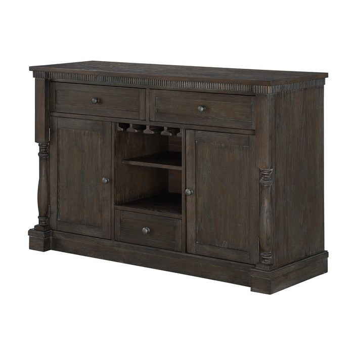 Wooden Server with Display and Storage Space, Brown