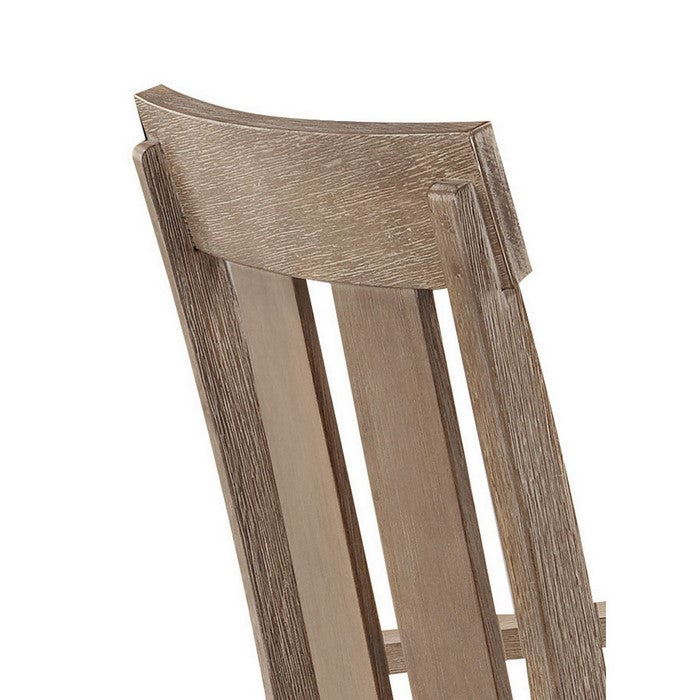 Wood and Fabric Dining Side Armchairs with Nail Head Trim, Beige and Brown