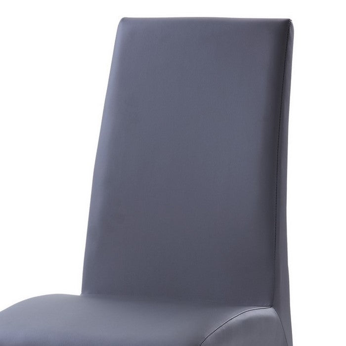 Leatherette Dining Chair with Metal Legs, Set of 2, Gray and Chrome
