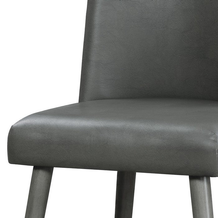 Leatherette Dining Chair with Splayed Wooden Legs, Set of  2, Gray