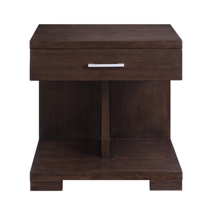 Wooden End Table with 1 Drawer, Brown