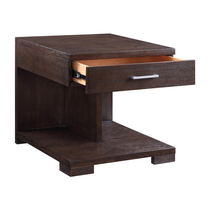 Wooden End Table with 1 Drawer, Brown