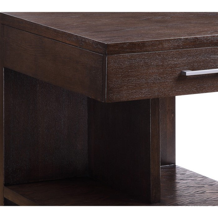Wooden End Table with 1 Drawer, Brown