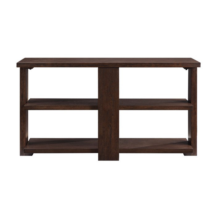 Wooden Sofa Table with 2 Open Display Shelves, Brown