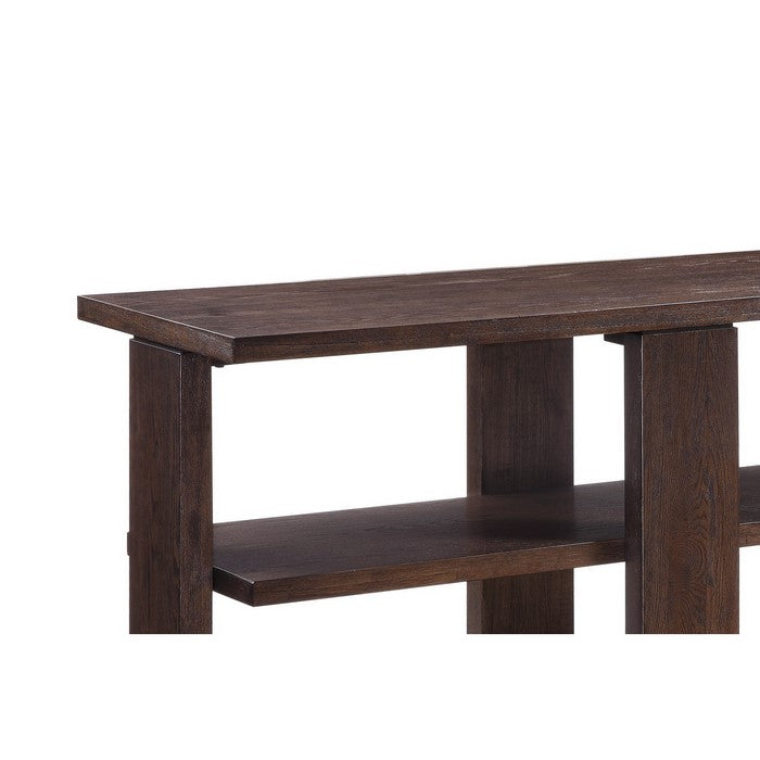 Wooden Sofa Table with 2 Open Display Shelves, Brown