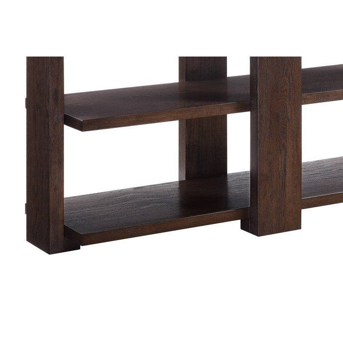Wooden Sofa Table with 2 Open Display Shelves, Brown
