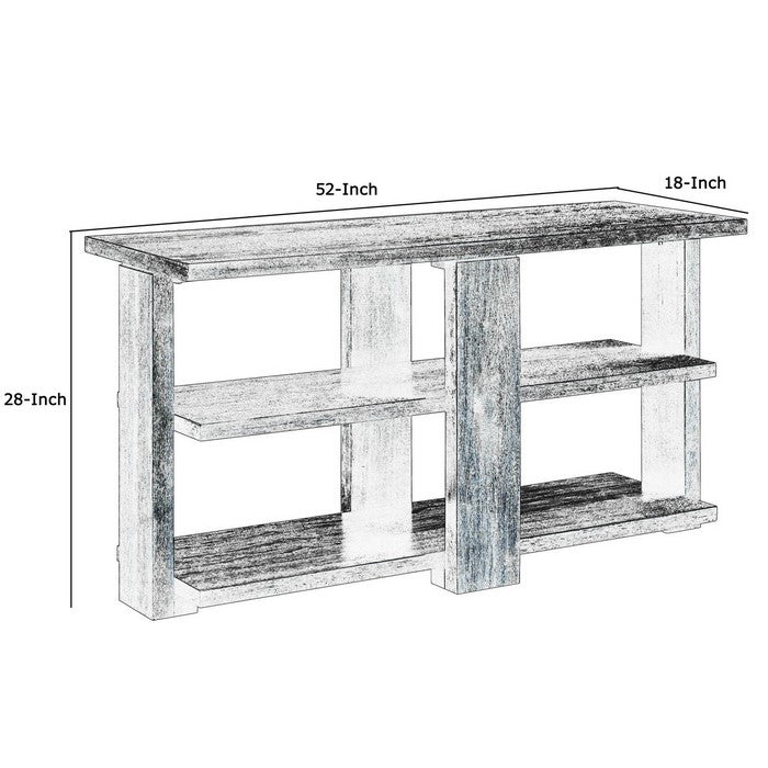 Wooden Sofa Table with 2 Open Display Shelves, Brown
