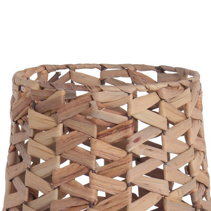 Rattan Woven Lantern with Metal Hairpin Legs, Large, Natural Brown