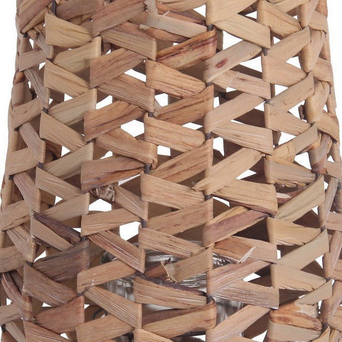 Rattan Woven Lantern with Metal Hairpin Legs, Large, Natural Brown
