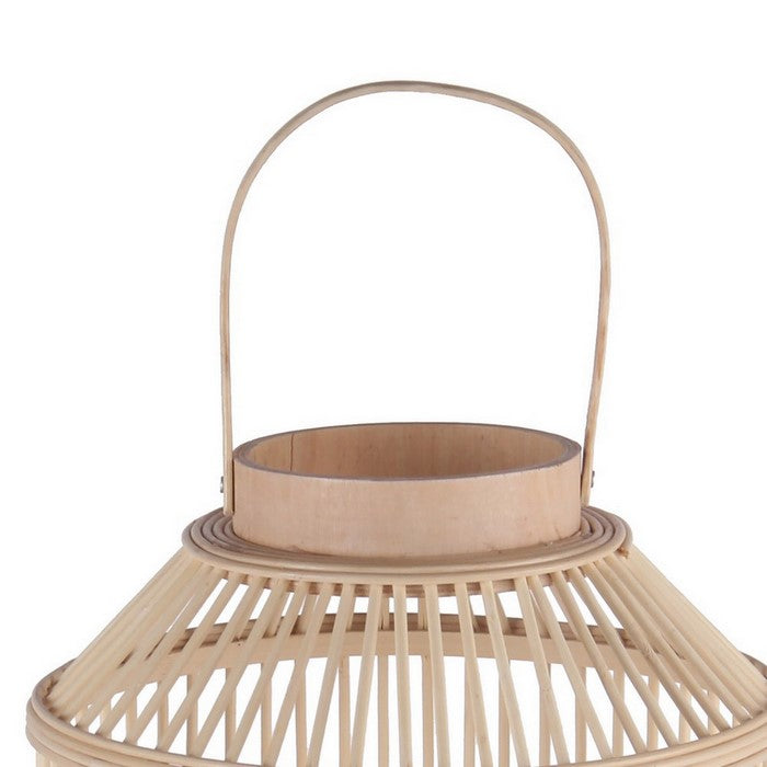 Wooden Cage Shaped Lantern with Tapered Base, Large, Brown