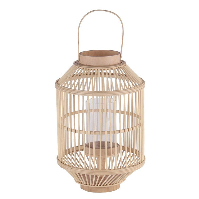 Wooden Cage Shaped Lantern with Tapered Base, Large, Brown