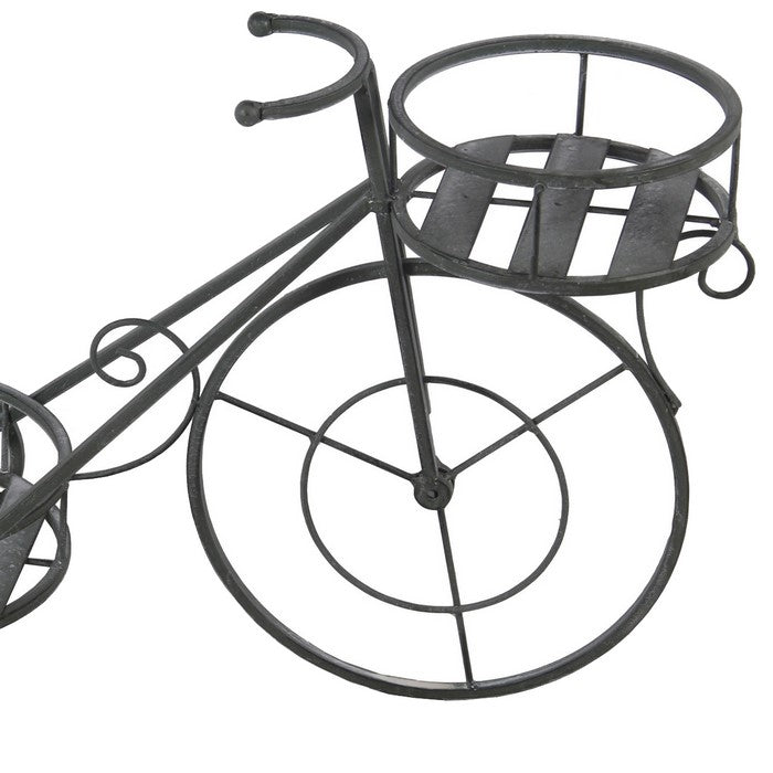 Bicycle Design Two Tier Slatted Metal Planter, Black