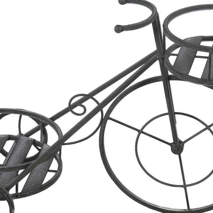 Bicycle Design Two Tier Slatted Metal Planter, Black