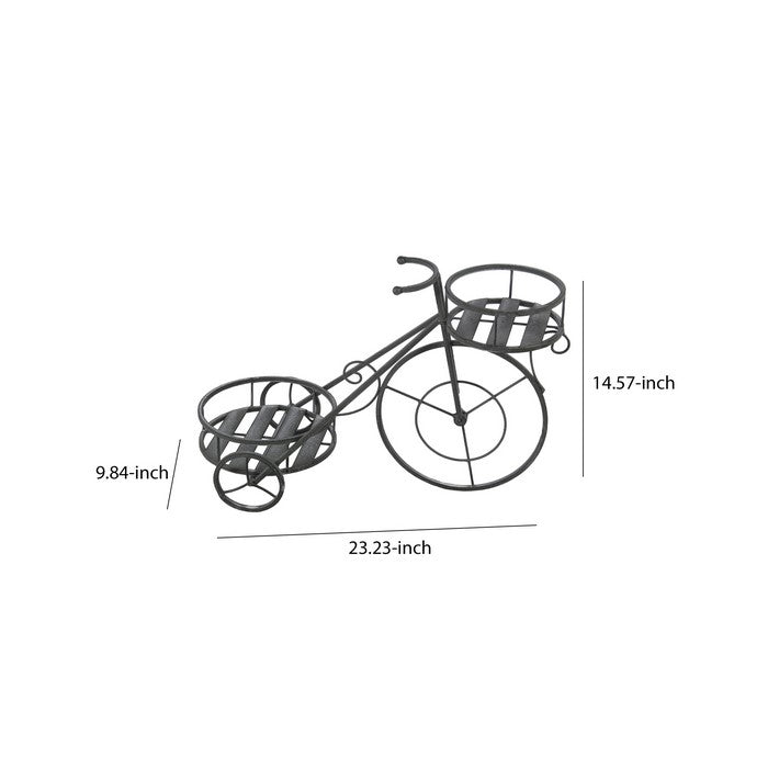 Bicycle Design Two Tier Slatted Metal Planter, Black