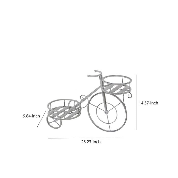 Bicycle Design Two Tier Slatted Metal Planter, Washed White