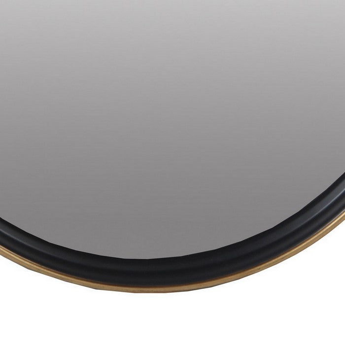 Metal Wall Round Mirror With Raised Edges, Large, Black and Bronze