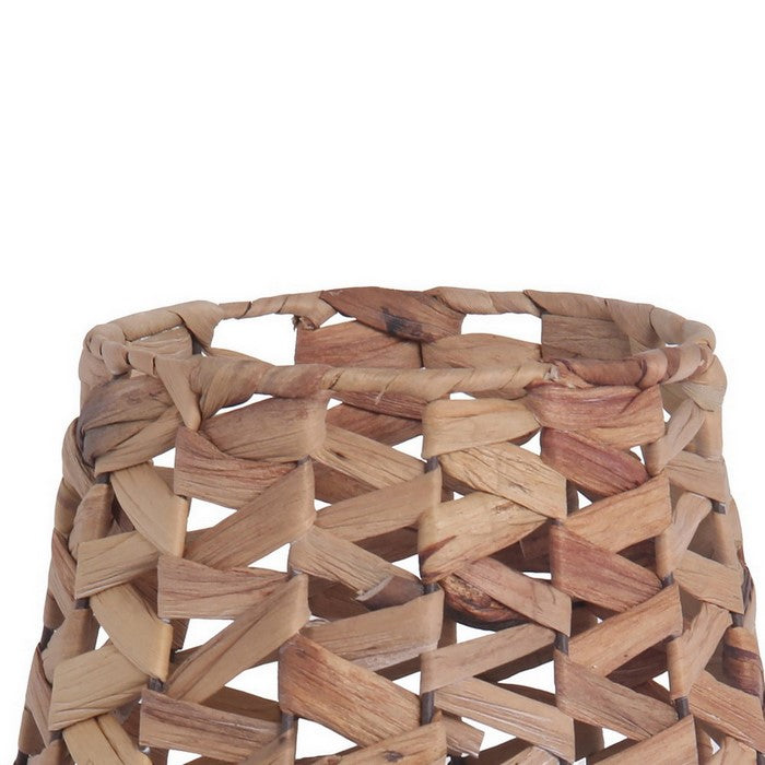 Rattan Woven Lantern with Metal Hairpin Legs, Medium, Natural Brown
