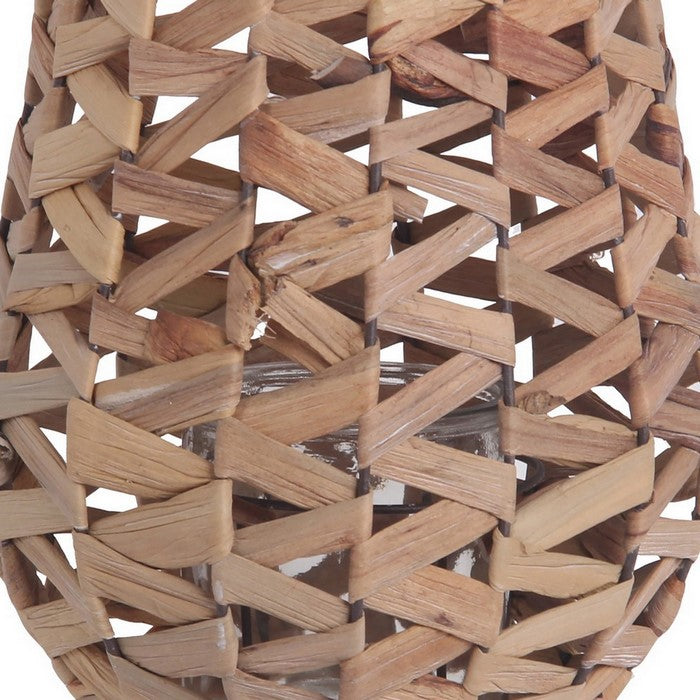 Rattan Woven Lantern with Metal Hairpin Legs, Medium, Natural Brown