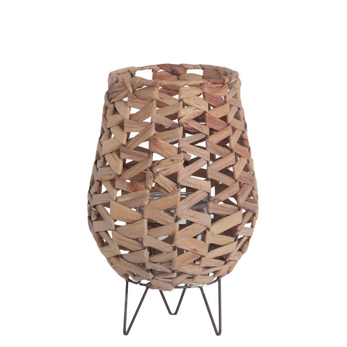 Rattan Woven Lantern with Metal Hairpin Legs, Medium, Natural Brown