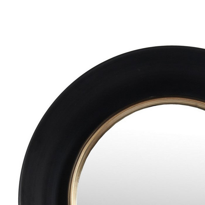 Dual Encased Metal Frame Round Wall Mirror, Small, Black and Gold