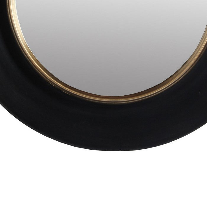 Dual Encased Metal Frame Round Wall Mirror, Small, Black and Gold