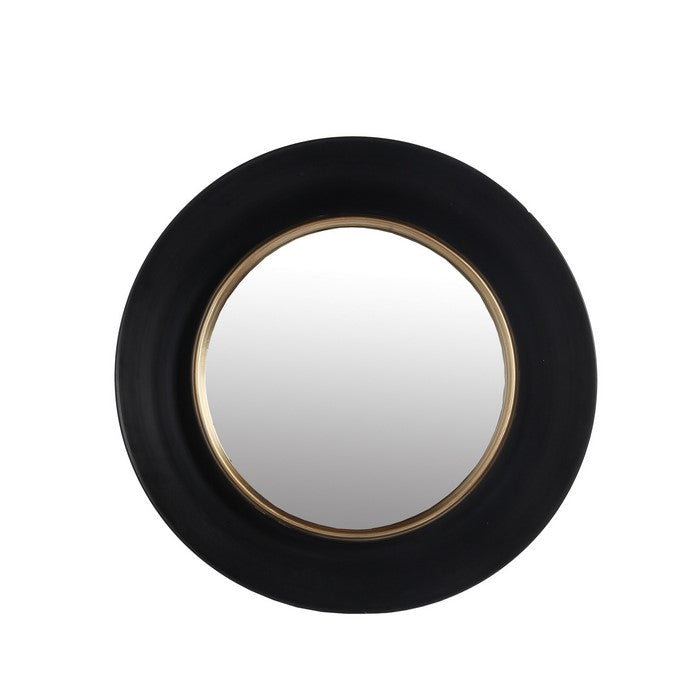 Dual Encased Metal Frame Round Wall Mirror, Small, Black and Gold