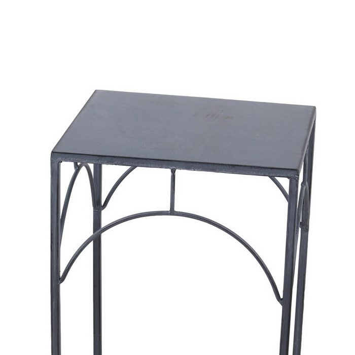 Square Tabletop Metal Plant Stands with Tubular Legs, Set of 3, Gray