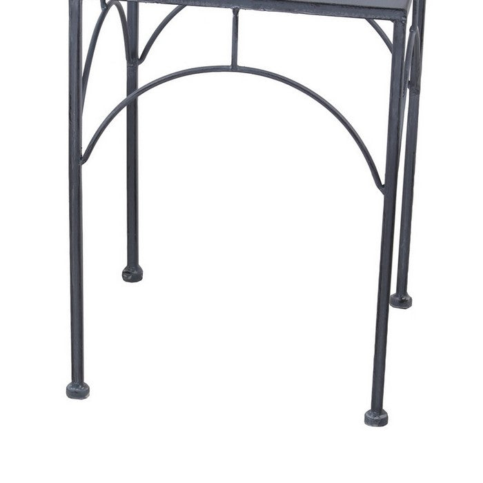 Square Tabletop Metal Plant Stands with Tubular Legs, Set of 3, Gray