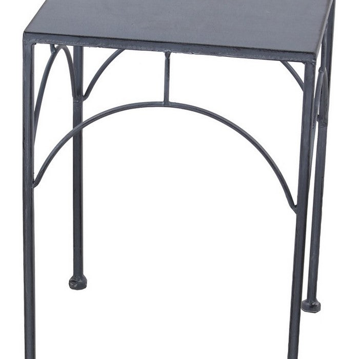 Square Tabletop Metal Plant Stands with Tubular Legs, Set of 3, Gray