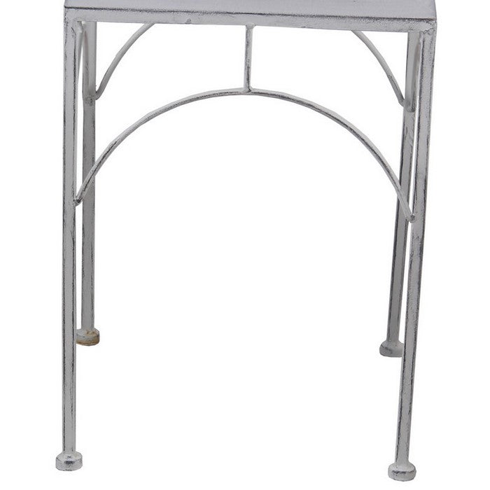 Square Tabletop Metal Plant Stands with Tubular Legs, Set of 3,Washed White