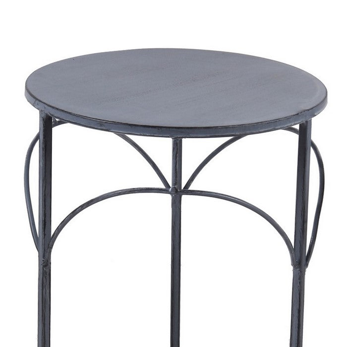 Round Tabletop Metal Plant Stands with Tubular Legs, Set of 3, Gray