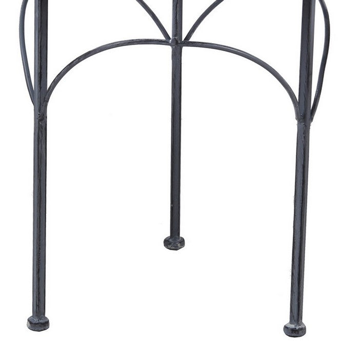 Round Tabletop Metal Plant Stands with Tubular Legs, Set of 3, Dark Gray