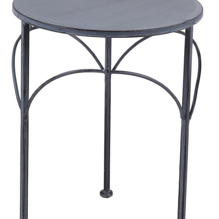 Round Tabletop Metal Plant Stands with Tubular Legs, Set of 3, Dark Gray