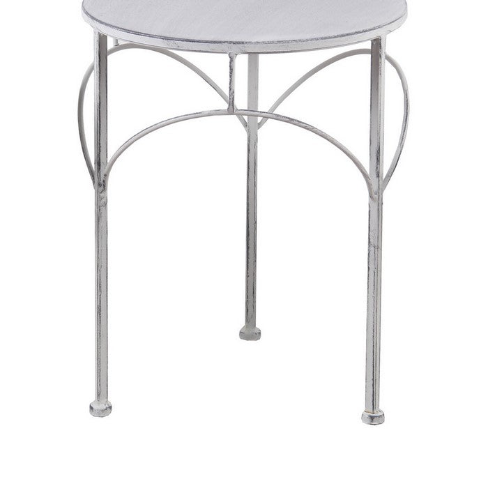 Round Tabletop Metal Plant Stands with Tubular Legs, Set of 3, Washed White