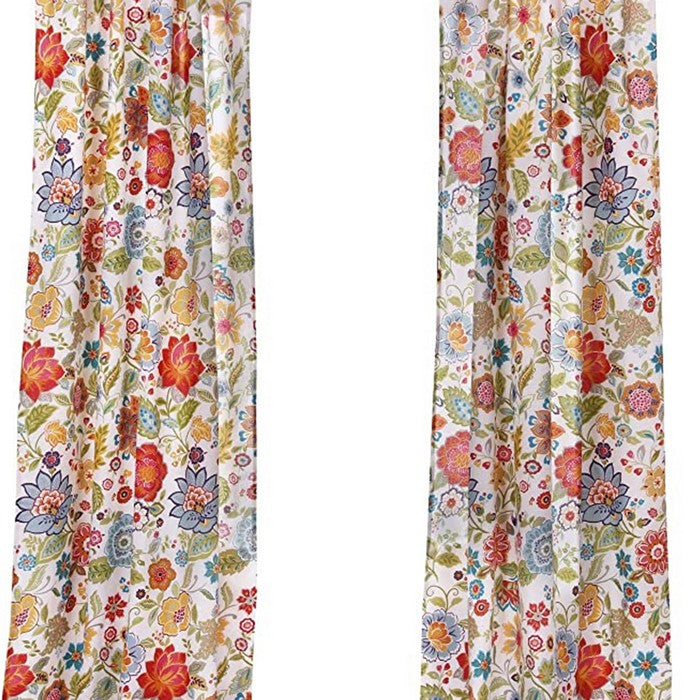 4 Piece Polyester Window Panel Set with Floral Print, Large, Multicolor