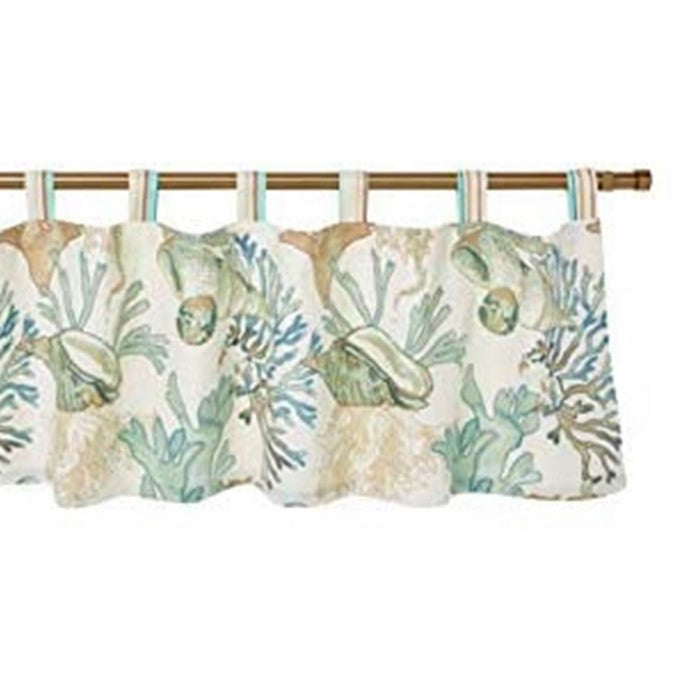 Polyester Valance with Coral Print, Jade Green and White