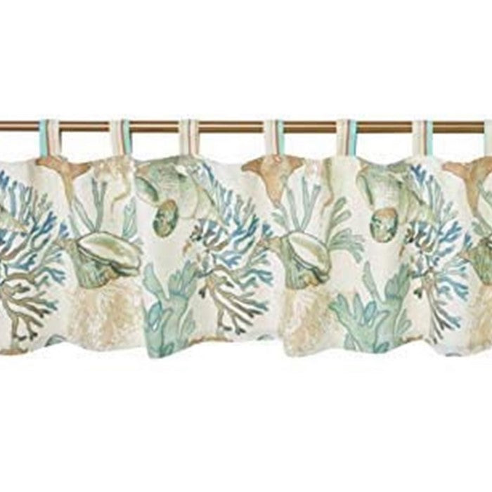 Polyester Valance with Coral Print, Jade Green and White